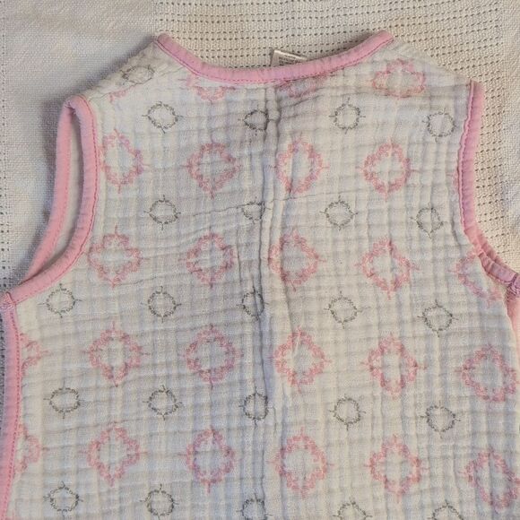 Hudson Baby Medium 6-12 months White and Pink Cotton Zippered Sleep Sacks - Picture 7 of 11